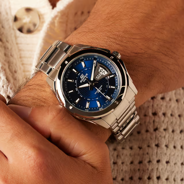 Casio 'Edifice' Men's Watch - Silver/Blue