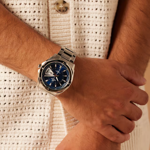 Casio 'Edifice' Men's Watch - Silver/Blue
