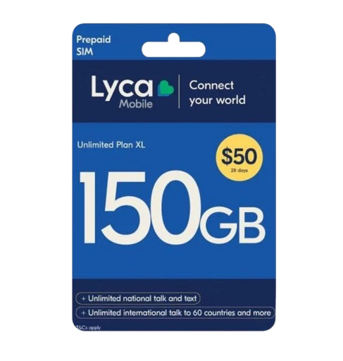 LycaMobile - 150GB / 1 Month Sim card (Europe)